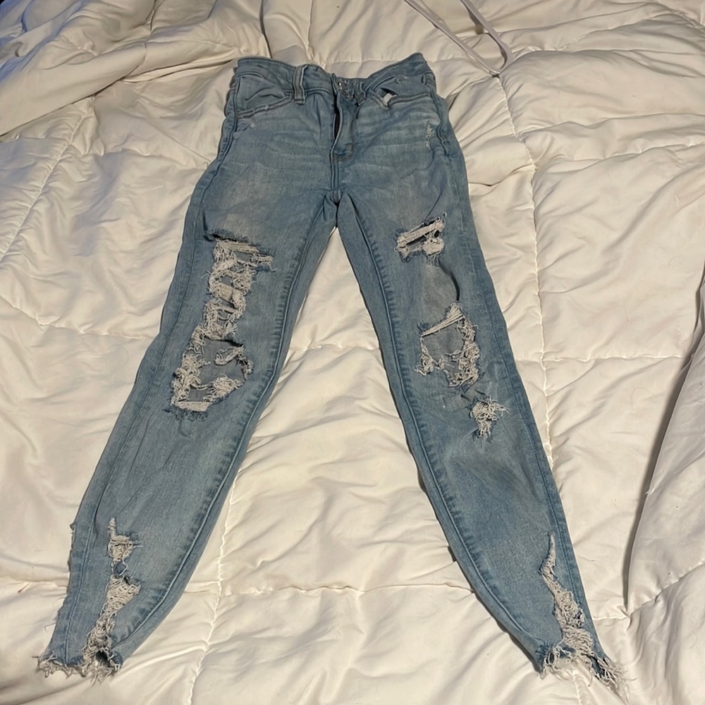 american eagle light wash skinny jeans